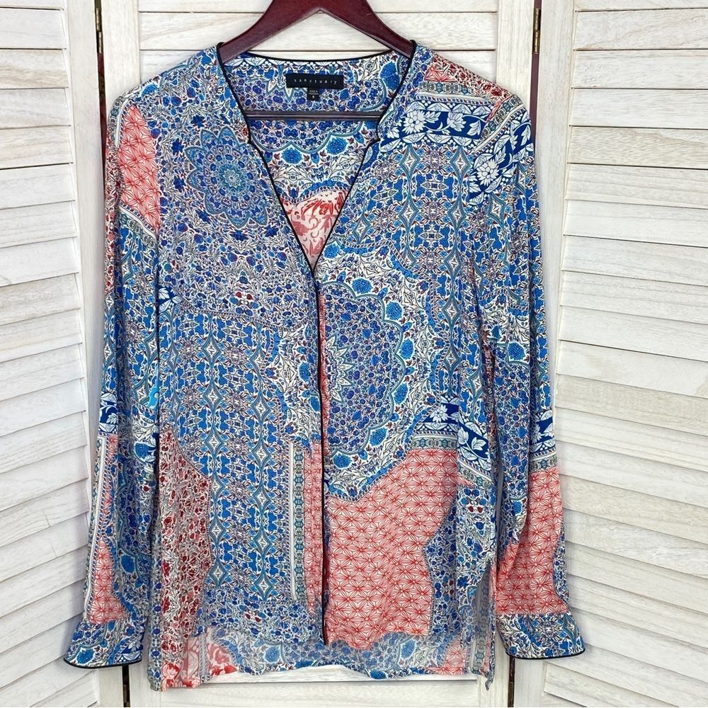 Sanctuary Multi Patchwork Print Button Front‎ Blo… - image 7